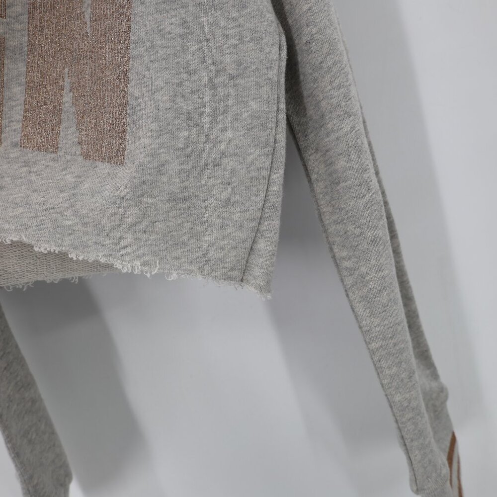 NWT True religion Sweatshirt Womens XS gray Cold Shoulder Sweatshirt embellished - Picture 6 of 13